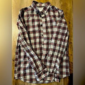 Goodfellow, Mens, Size Medium, Plaided button down , light gray - red pattern